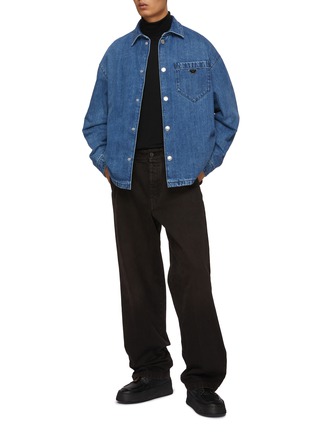 Figure View - Click To Enlarge - PRADA - Medium Wash Denim Overshirt