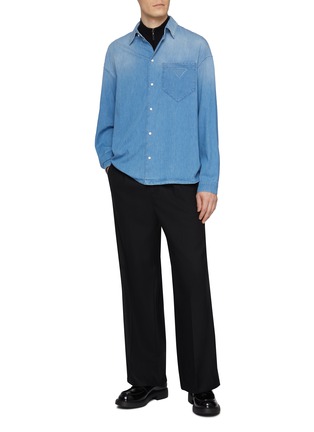 Figure View - Click To Enlarge - PRADA - Gradient Wash Pocket Denim Shirt