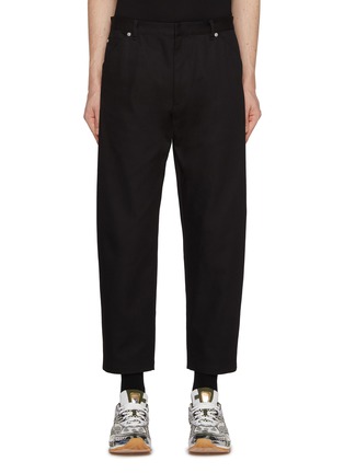 Main View - Click To Enlarge - PRADA - Cropped Logo Cotton Pants