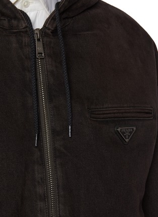 Detail View - Click To Enlarge - PRADA - Overdyed Hooded Denim Jacket