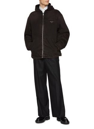 Figure View - Click To Enlarge - PRADA - Overdyed Hooded Denim Jacket