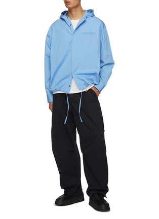 Figure View - Click To Enlarge - PRADA - Hooded Cotton Overshirt