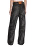 Back View - Click To Enlarge - ALEXANDERWANG - All Over Embellished Dark Wash Cotton Balloon Jeans