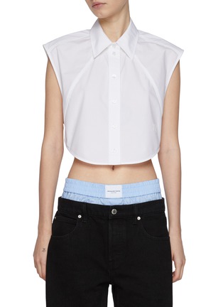 Main View - Click To Enlarge - T BY ALEXANDER WANG - Cropped Sleeveless Cotton Shirt