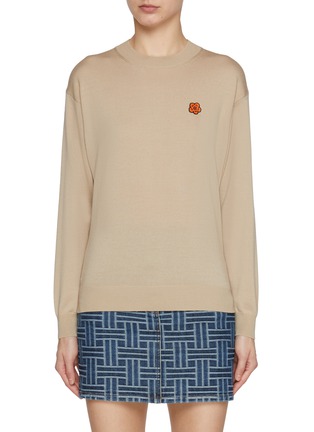 Main View - Click To Enlarge - KENZO - Drop shoulder Flower Patch Wool Sweater