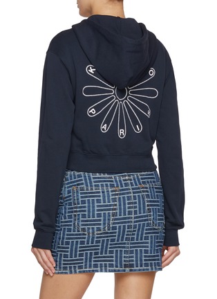 Back View - Click To Enlarge - KENZO - Marguerite Cropped Zip Up Cotton Hoodie