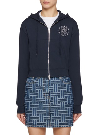 Main View - Click To Enlarge - KENZO - Marguerite Cropped Zip Up Cotton Hoodie