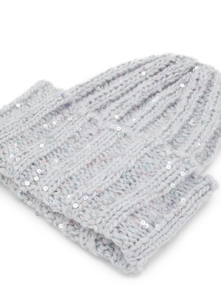 Detail View - Click To Enlarge - INVERNI - Sequin Cashmere Fold Beanie