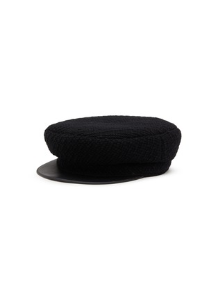 Main View - Click To Enlarge - INVERNI - Leather Visor Cashmere Baker Boy Hat