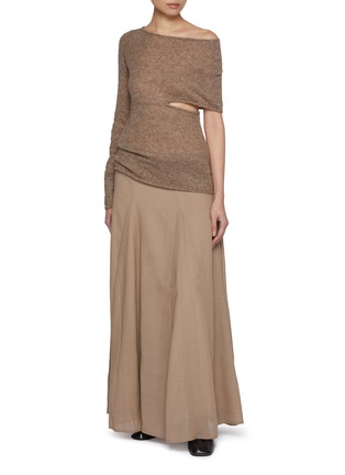 Figure View - Click To Enlarge - RUOHAN - Cashmere Silk Drip Cape Flint Sweater