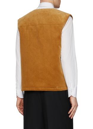 Back View - Click To Enlarge - PRADA - Logo Plaque Pocket Corduroy Vest