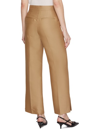 Back View - Click To Enlarge - SANDBEIGE - Birkin Cropped Wool Silk Wide Leg Pants