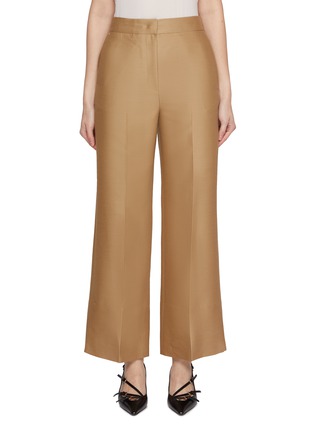 Main View - Click To Enlarge - SANDBEIGE - Birkin Cropped Wool Silk Wide Leg Pants