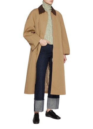 Figure View - Click To Enlarge - SANDBEIGE - Contrast Collar Cotton Blend Trench Coat