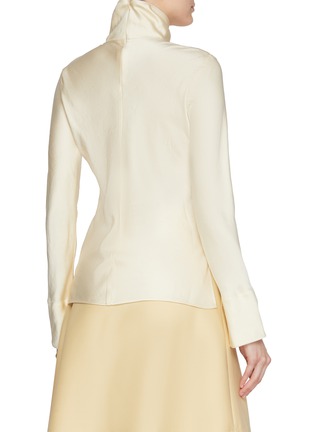 Back View - Click To Enlarge - SANDBEIGE - Lucy High Neck Slit Blouse