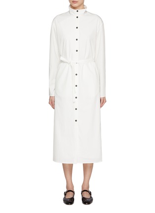 Main View - Click To Enlarge - SANDBEIGE - Emma Stand Collar Cotton Dress