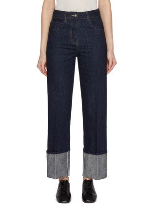 Main View - Click To Enlarge - SANDBEIGE - Cien Cotton Cuffed Leg Jeans