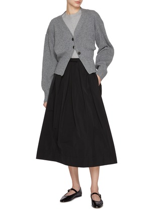 Figure View - Click To Enlarge - SANDBEIGE - Hepburn Pleated Cotton Blend Skirt