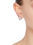 Figure View - Click To Enlarge - CZ BY KENNETH JAY LANE - Cubic Zirconia Rhodium Plated Brass Cluster Half Earrings