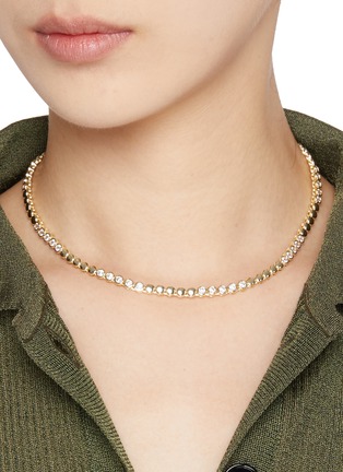 Figure View - Click To Enlarge - CZ BY KENNETH JAY LANE - Cubic Zirconia 14K Gold Plated Brass Tennis Necklace