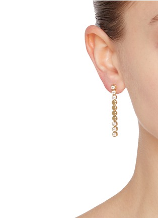 Figure View - Click To Enlarge - CZ BY KENNETH JAY LANE - Cubic Zirconia 14k Gold Plated Brass Linear Earrings