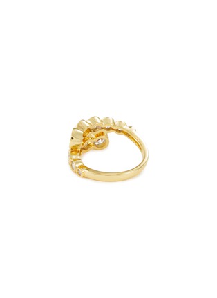 Detail View - Click To Enlarge - CZ BY KENNETH JAY LANE - Cubic Zirconia 14k Gold Plated Brass Graduated Bezel Set Round Bypass Ring