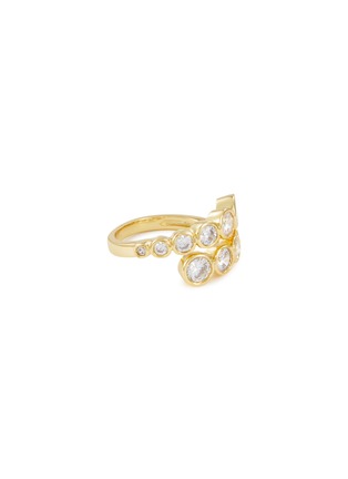 Main View - Click To Enlarge - CZ BY KENNETH JAY LANE - Cubic Zirconia 14k Gold Plated Brass Graduated Bezel Set Round Bypass Ring