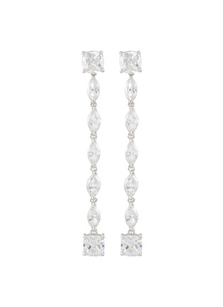 Main View - Click To Enlarge - CZ BY KENNETH JAY LANE - Cubic Zirconia Rhodium Plated Brass Linear Drop Earrings