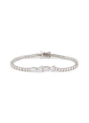 CZ BY KENNETH JAY LANE | Cubic Zirconia Rhodium Plated Brass Multi Shape Center Round Tennis Bracelet