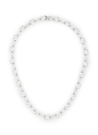 Main View - Click To Enlarge - CZ BY KENNETH JAY LANE - Cubic Zirconia Rhodium Plated Brass Sqaure Marquis Tennis Necklace