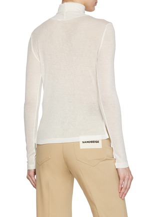 Back View - Click To Enlarge - SANDBEIGE - Sandy Turtleneck Wool Blend Top