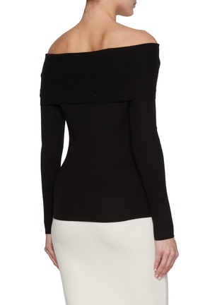 Back View - Click To Enlarge - WILD CASHMERE - April Off Shoulder Roll Neck Ribbed Silk Cashmere Sweater