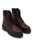 Detail View - Click To Enlarge - PRADA - Double Chocolate Leather And Re-nylon Work Boots