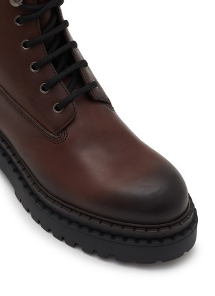 Detail View - Click To Enlarge - PRADA - Double Chocolate Leather And Re-nylon Work Boots