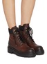 Figure View - Click To Enlarge - PRADA - Double Chocolate Leather And Re-nylon Work Boots