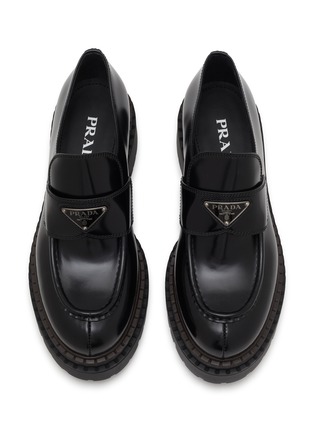 Detail View - Click To Enlarge - PRADA - Double Chocolate Spazzolato Leather Loafers