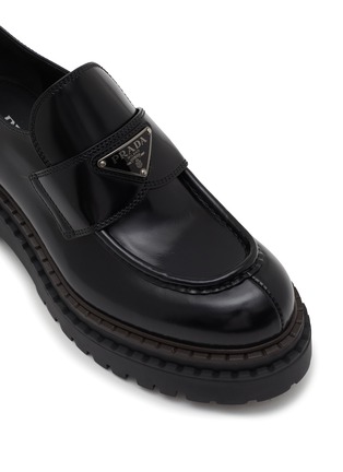 Detail View - Click To Enlarge - PRADA - Double Chocolate Spazzolato Leather Loafers