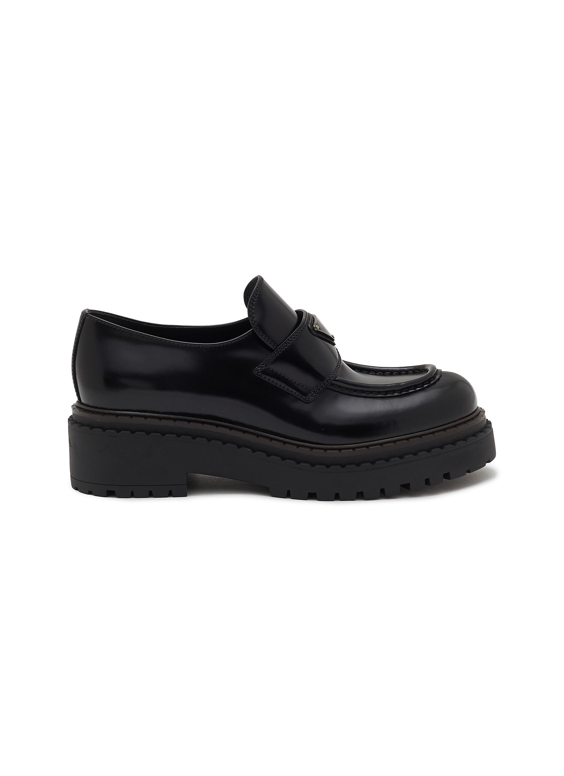 PRADA | Double Chocolate Spazzolato Leather Loafers | Women
