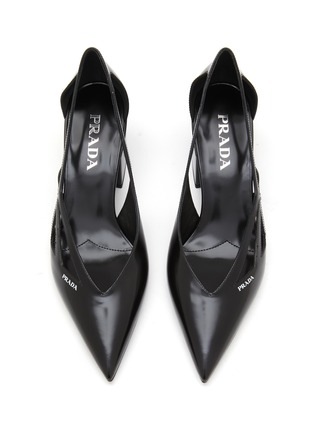 Detail View - Click To Enlarge - PRADA - Modellerie 55 Brushed Leather Cut-Out Pumps