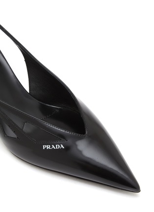 Detail View - Click To Enlarge - PRADA - Modellerie 55 Brushed Leather Cut-Out Pumps