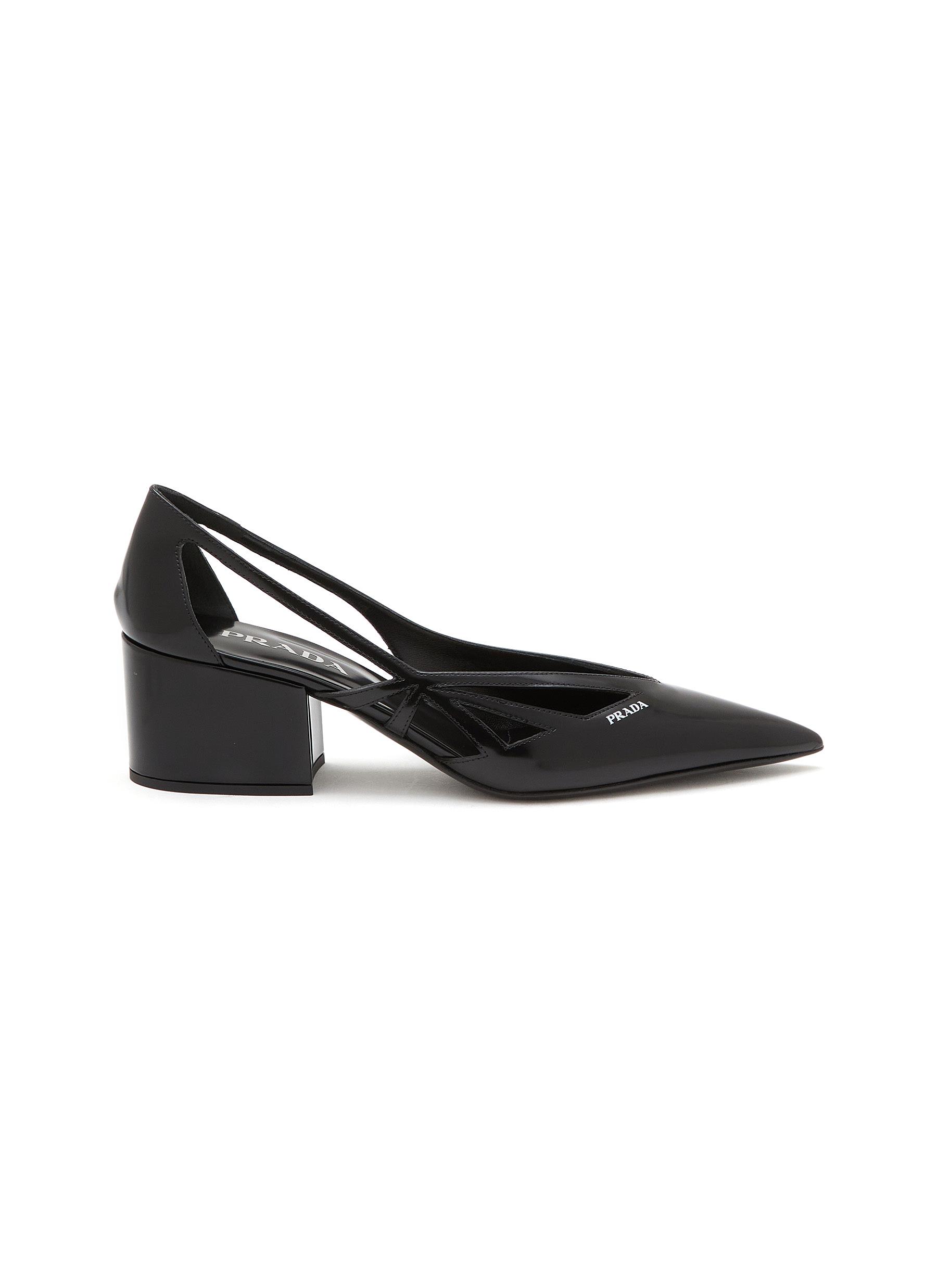 PRADA | Modellerie 55 Brushed Leather Cut-Out Pumps | Women
