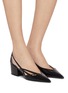 Figure View - Click To Enlarge - PRADA - Modellerie 55 Brushed Leather Cut-Out Pumps