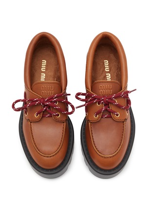 Detail View - Click To Enlarge - MIU MIU - Vitello Leather Boat Shoes