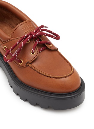 Detail View - Click To Enlarge - MIU MIU - Vitello Leather Boat Shoes