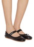 Figure View - Click To Enlarge - MIU MIU - Logo Jacquard Strap Leather Mary Jane Ballerina Flats