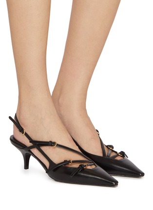 Figure View - Click To Enlarge - MIU MIU - 55 Buckles Leather Slingbacks