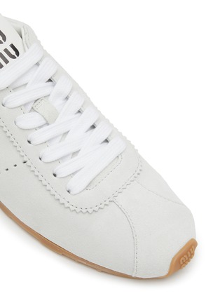 Detail View - Click To Enlarge - MIU MIU - Flat Suede Leather Women's Sneakers