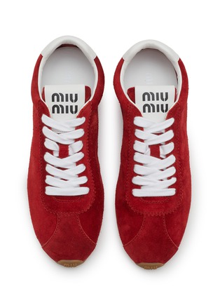 Detail View - Click To Enlarge - MIU MIU - Flat Suede Women's sneakers