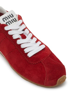 Detail View - Click To Enlarge - MIU MIU - Flat Suede Women's sneakers