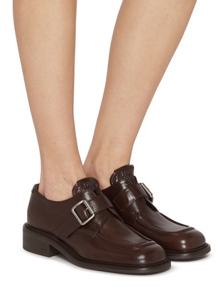 Figure View - Click To Enlarge - MIU MIU - Monkstrap Leather Loafers